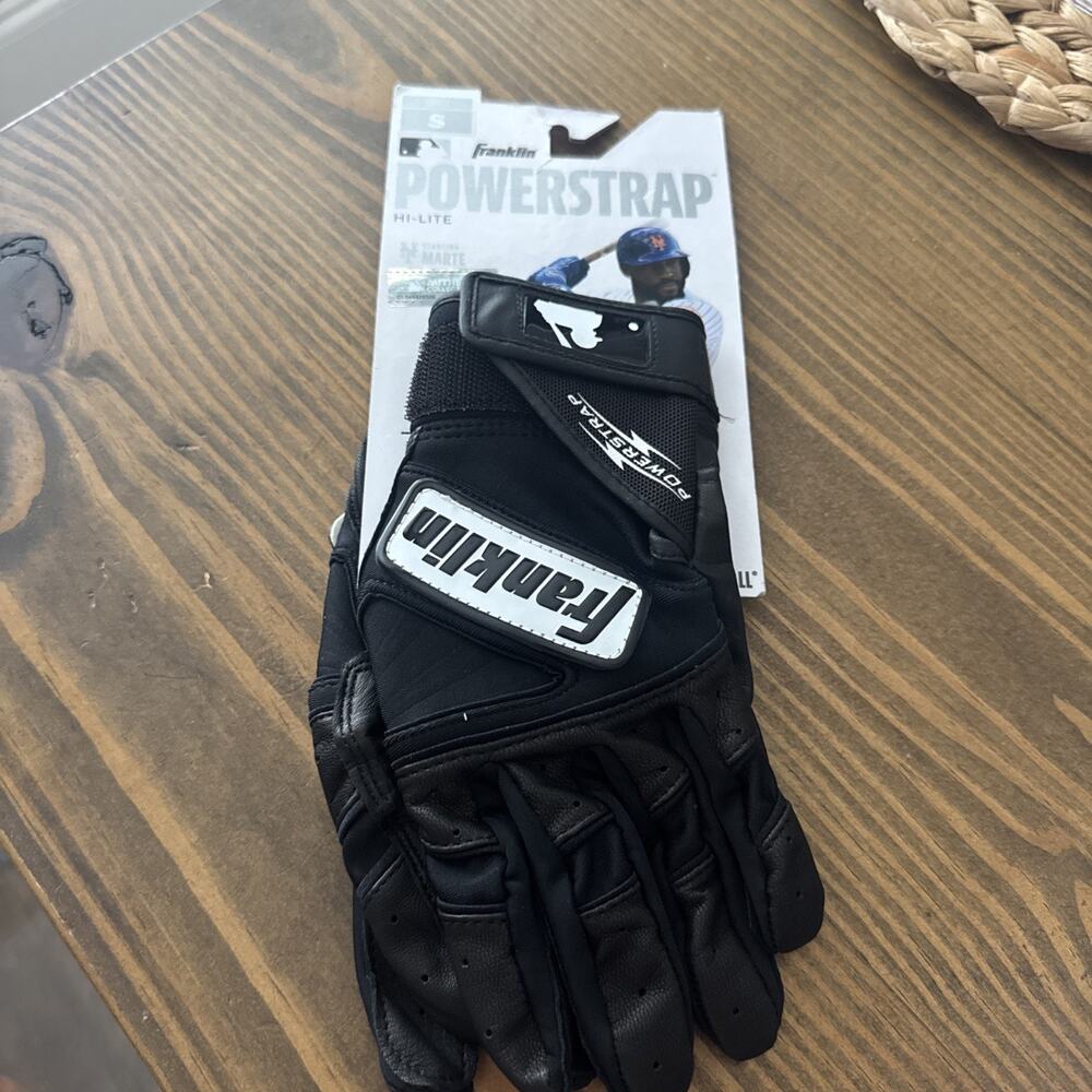 Adult Franklin Powerstrap Hi-Lite Starling Marte Black Batting Glove Size Small
